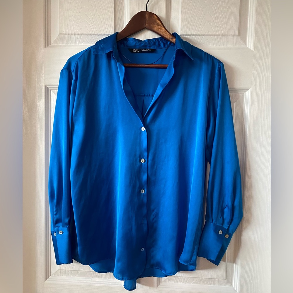 Zara Vibrant Blue Casual Shirt
